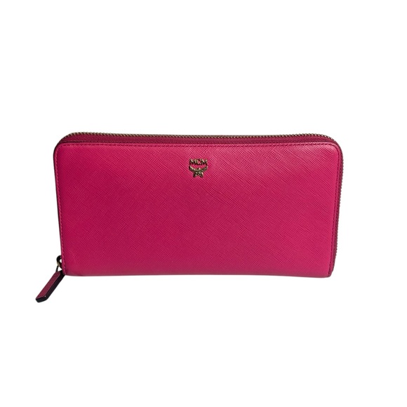 Authentic MCM Magenta Pink‎ Leather Zip Around Long Wallet - Picture 2 of 14